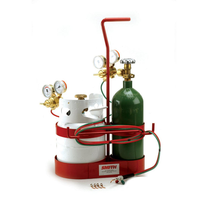 Smith 23-1015P Little Torch Propane Outfit W/5 Tips, Regulators, Empty Tanks & Caddy - Otto Frei