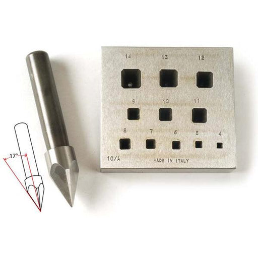 Square Bezel Block-Cut Corners 4mm to 14mm 11 Holes 17 Degree - Otto Frei