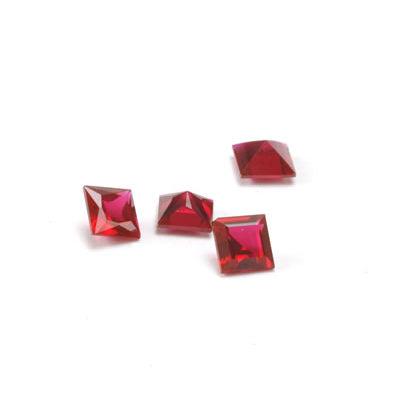 Square Faceted Imitation Red Garnet - Otto Frei