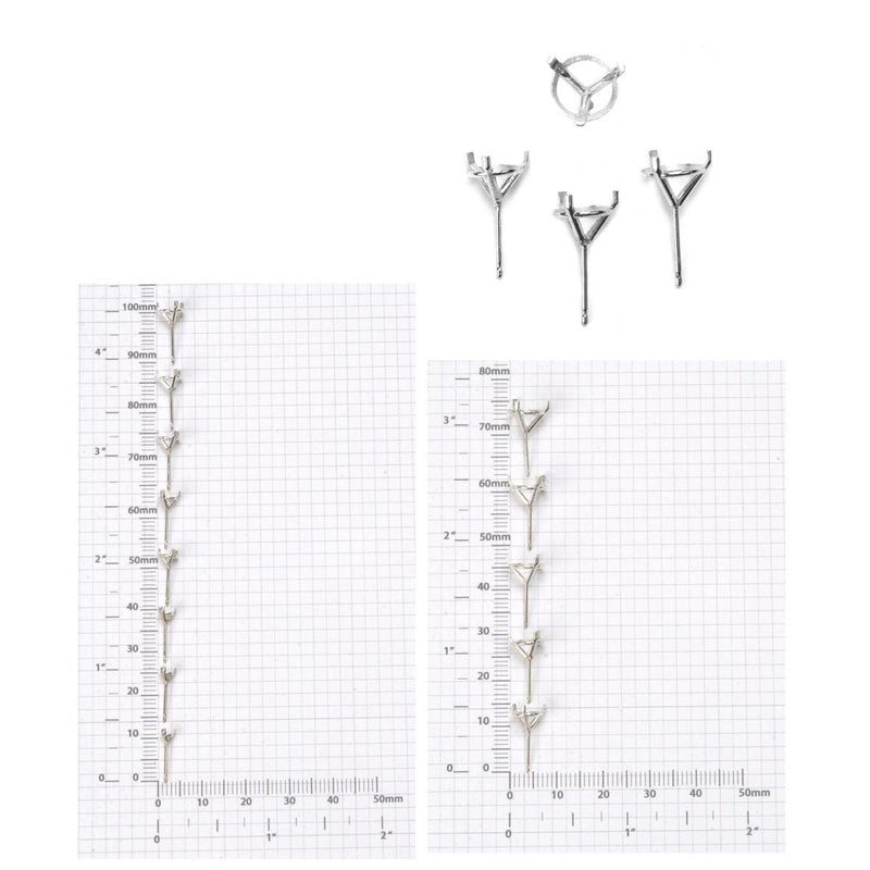 Sterling Silver 3 Prong Easy Set Earring Post - Otto Frei