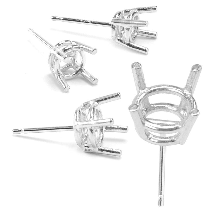 Sterling Silver 4-Prong Round Double Gallery Cast Earrings - Otto Frei