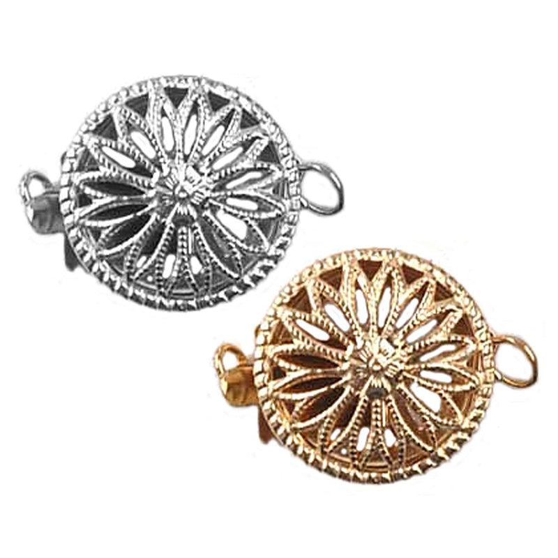 Sterling Silver & Yellow Gold Fill One Strand Round Filigree Clasp 12.3x15.0mm - Pack of 3 - Otto Frei