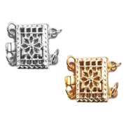 Sterling Silver & Yellow Gold Filled 2-Strand Filigree Clasp 10.3 x 11.6mm  - Pack of 3 - Otto Frei