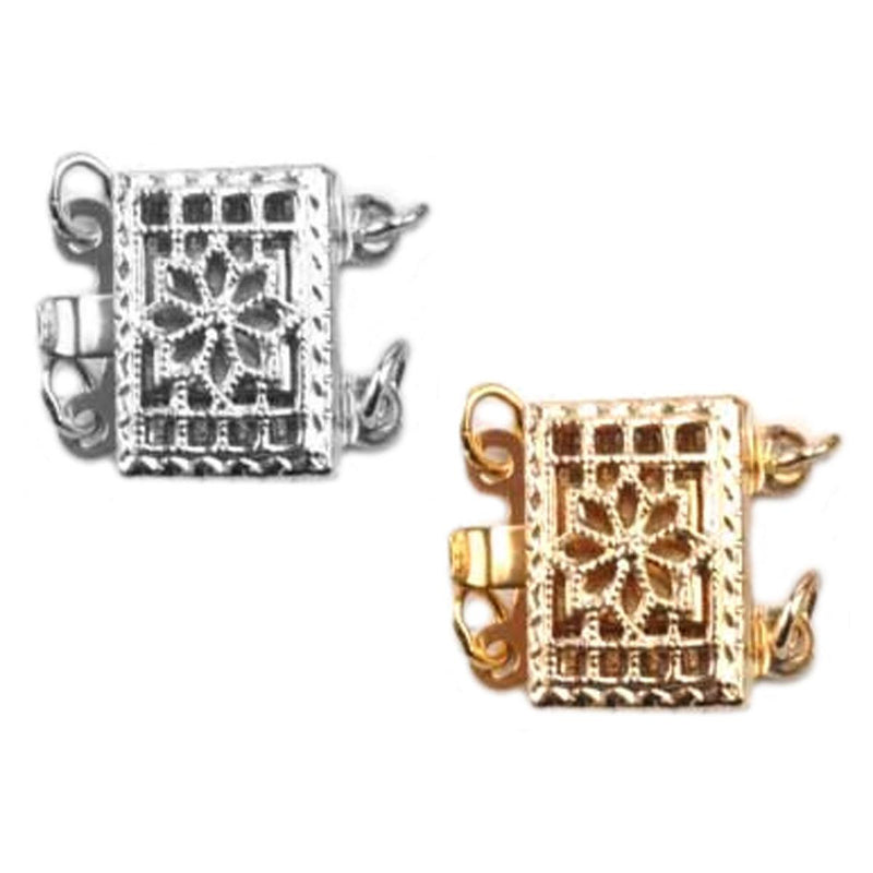 Sterling Silver & Yellow Gold Filled 2-Strand Filigree Clasp 10.3 x 11.6mm  - Pack of 3 - Otto Frei