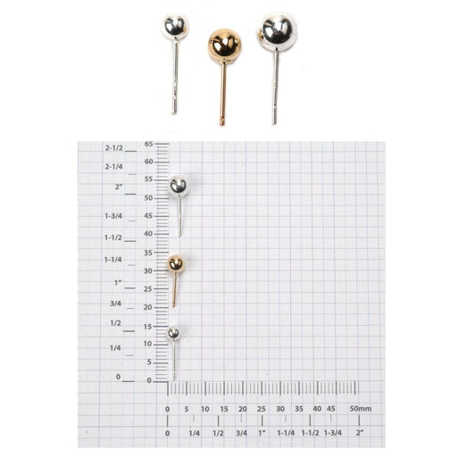 Sterling Silver & Yellow Gold Filled Ball Post Earrings-4mm 5mm & 6mm - Packs of 6 - Otto Frei