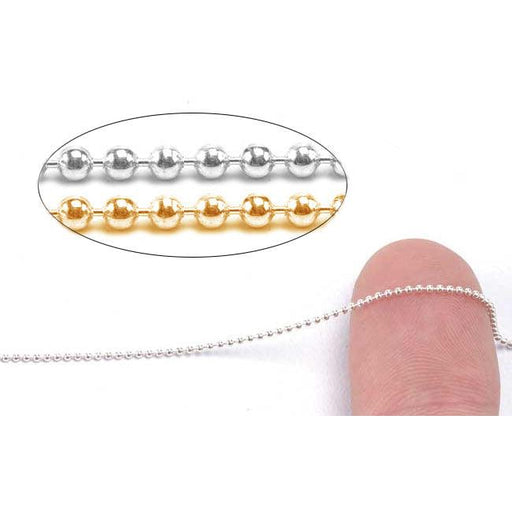 Sterling Silver & Yellow Gold Filled Bead Chain 1.0mm-5 Ft. (60 Inch) Pack - Otto Frei