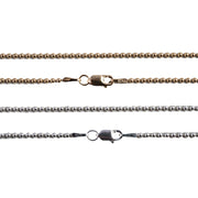 Sterling Silver & Yellow Gold Filled Bead Chain 1.5mm with Lobster Claw Clasp 18" Lengths-Pack of 3 - Otto Frei