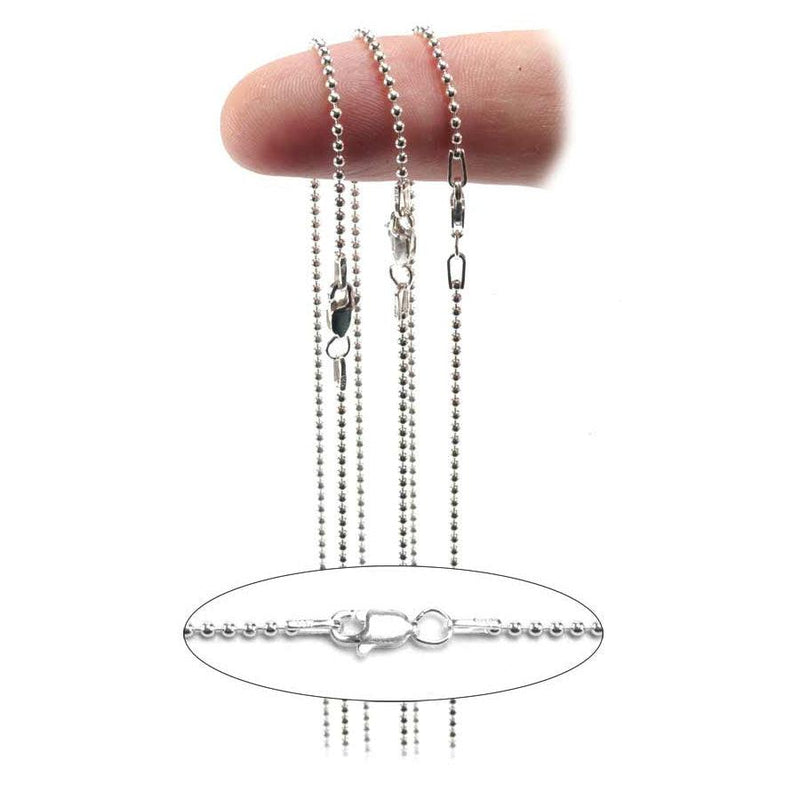 Sterling Silver & Yellow Gold Filled Bead Chain 1.5mm with Lobster Claw Clasp 18" Lengths-Pack of 3 - Otto Frei