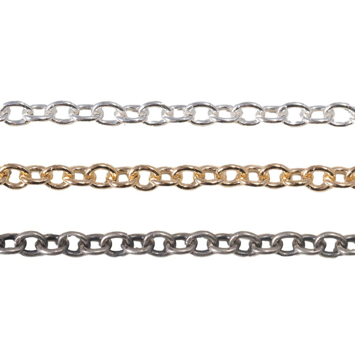 Sterling Silver & Yellow Gold Filled Cable & Sterling Oxidized Chain 2.1mm - 5 Ft. (60 Inch) Pack - Otto Frei