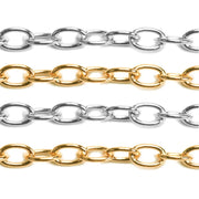 Sterling Silver & Yellow Gold Filled Cable Chain 2.3mm - 5 Ft. (60 Inch) Pack - Otto Frei