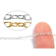 Sterling Silver & Yellow Gold Filled Cable Chain 2.3mm - 5 Ft. (60 Inch) Pack - Otto Frei