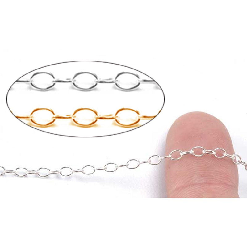 Sterling Silver & Yellow Gold Filled Cable Chain 2.5mm-5 Ft. (60 Inch) Pack - Otto Frei