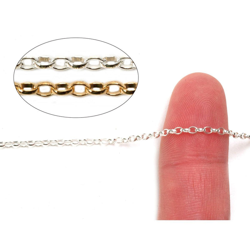 Sterling Silver & Yellow Gold Filled Cable Chain 3.0mm - 5 Ft. (60 Inch) Pack - Otto Frei