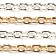 Sterling Silver & Yellow Gold Filled Cable Flat Chain 2.1mm - 5 Ft. (60 Inch) Pack - Otto Frei