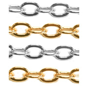 Sterling Silver & Yellow Gold Filled Cable Flat Chain 2.3mm - 5 Ft. (60 Inch) Pack - Otto Frei