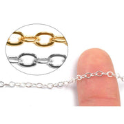 Sterling Silver & Yellow Gold Filled Cable Flat Chain 2.3mm - 5 Ft. (60 Inch) Pack - Otto Frei