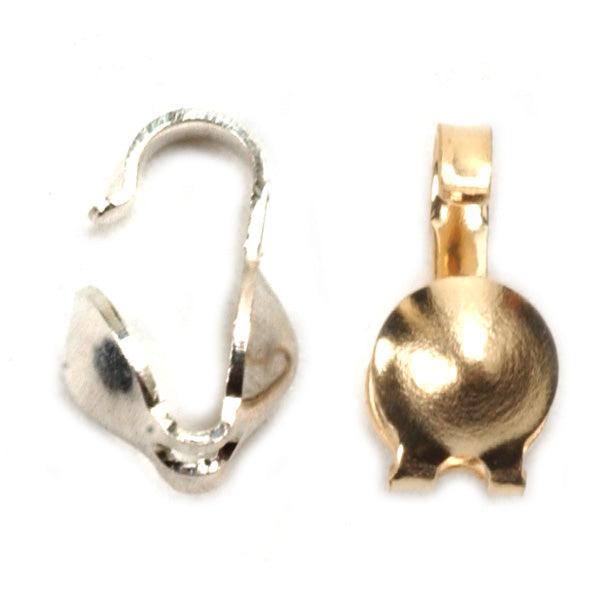 Sterling Silver & Yellow Gold Filled Clamshell Bead Tips Large - Packs of 12 - Otto Frei