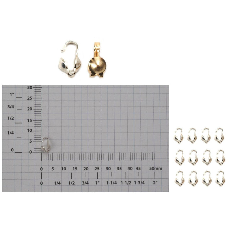 Sterling Silver & Yellow Gold Filled Clamshell Bead Tips Large - Packs of 12 - Otto Frei