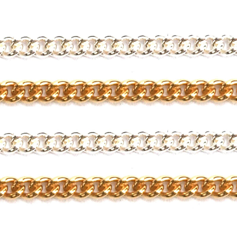 Sterling Silver & Yellow Gold Filled Curb Chain 1.2mm - 5 Ft. (60 Inch) Pack - Otto Frei