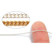 Sterling Silver & Yellow Gold Filled Curb Chain 1.2mm - 5 Ft. (60 Inch) Pack - Otto Frei