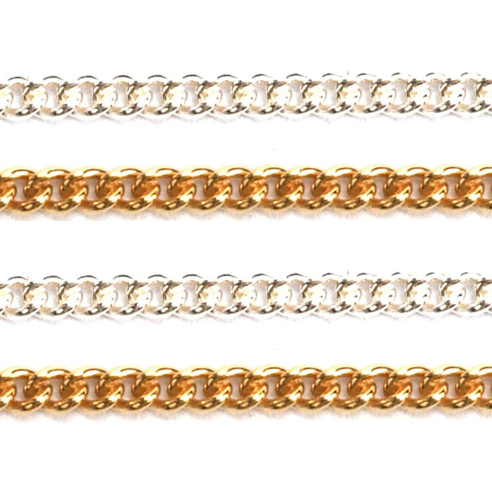 Sterling Silver & Yellow Gold Filled Curb Chain 1.2mm - 5 Ft. (60 Inch) Pack - Otto Frei