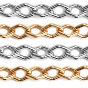 Sterling Silver & Yellow Gold Filled Diamond Shape Cable Chain 5.5mm - 5 Ft. (60 Inch) Pack - Otto Frei