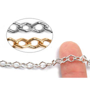 Sterling Silver & Yellow Gold Filled Diamond Shape Cable Chain 5.5mm - 5 Ft. (60 Inch) Pack - Otto Frei