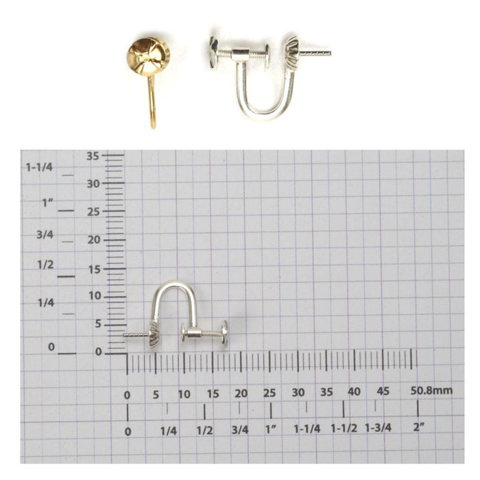 Sterling Silver & Yellow Gold Filled Ear Screws 5.0mm Cup with Peg - Otto Frei