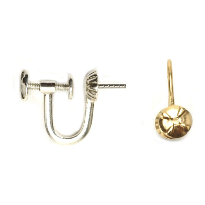 Sterling Silver & Yellow Gold Filled Ear Screws 5.0mm Cup with Peg - Otto Frei