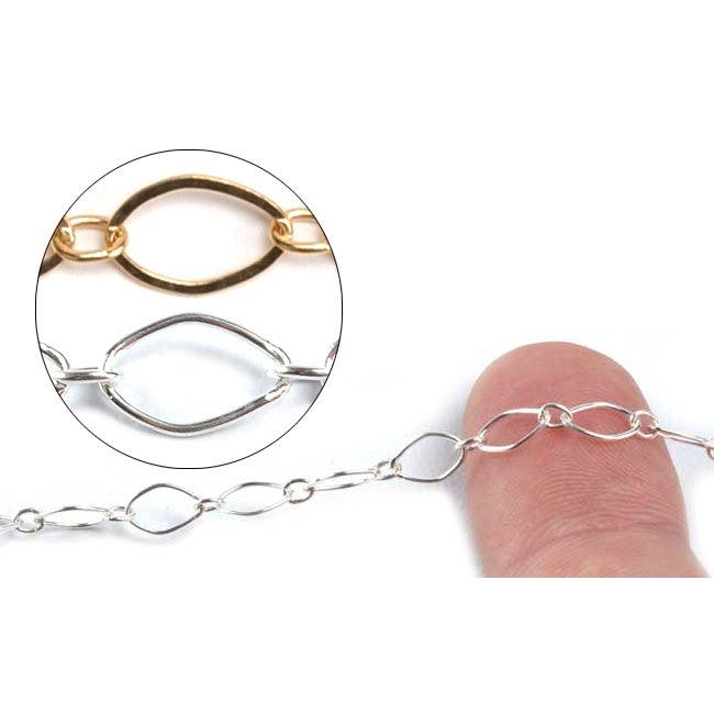 Sterling Silver & Yellow Gold Filled Fancy Long & Short Plain Chain 3.6mm x 7.0mm - 5 Ft. (60 Inch) - Otto Frei