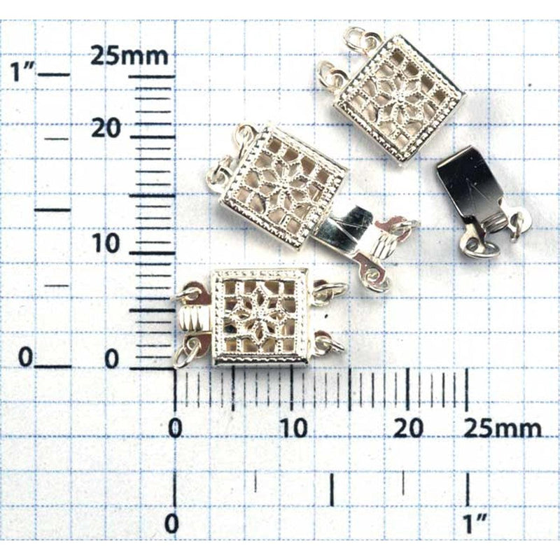 Sterling Silver & Yellow Gold Filled Filigree Clasp 8.3x13.0mm Two Strands - Pack of 3 - Otto Frei