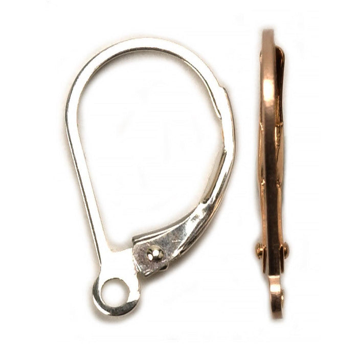 Sterling Silver & Yellow Gold Filled Lever Backs Plain with Ring - Packs of 12 - Otto Frei