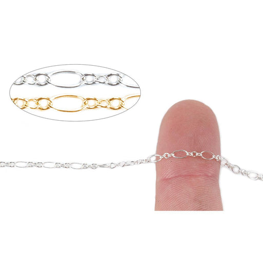 Sterling Silver & Yellow Gold Filled  Long & Short Cable Chain 2.8mm-5 Ft. (60 Inch) Pack - Otto Frei