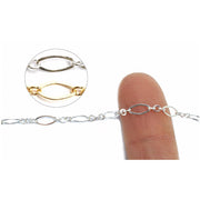 Sterling Silver & Yellow Gold Filled Long & Short Flat Chain 7.5mm x 3.6mm - 5 Ft. (60 Inch) Pack - Otto Frei