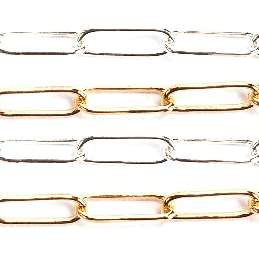 Sterling Silver Yellow Gold Filled Long Cable Chain Ft