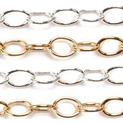 Sterling Silver & Yellow Gold Filled Open Oval Cable Chain 3mm x 4.0mm- 5 Ft. (60 Inch) Pack - Otto Frei