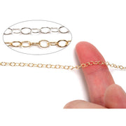 Sterling Silver & Yellow Gold Filled Open Oval Cable Chain 3mm x 4.0mm- 5 Ft. (60 Inch) Pack - Otto Frei