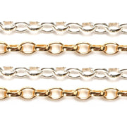 Sterling Silver & Yellow Gold Filled Oval Rolo Chain 2.6mm x 1.8mm - 5 Ft. (60 Inch) Pack - Otto Frei