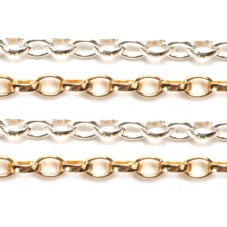 ◆CMCぺンダントアスタリスク⑤✳️1200mg◆ Oval Rolo Chain 2.6mm x 1.8mm, 5 Ft. | Sterling Silver & Gold