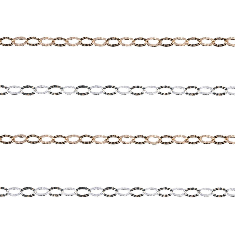 Sterling Silver & Yellow Gold Filled Oval Starburst 3mm- 5 Ft. (60 Inch) Pack - Otto Frei