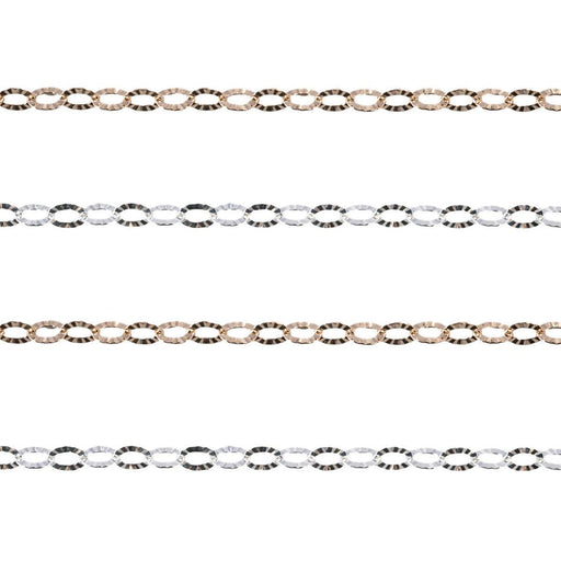 Sterling Silver & Yellow Gold Filled Oval Starburst 3mm- 5 Ft. (60 Inch) Pack - Otto Frei