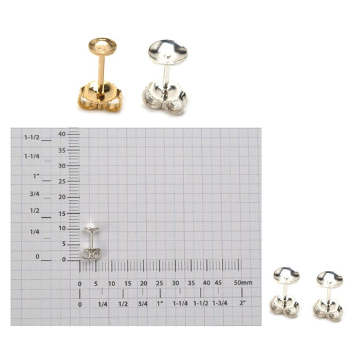 Sterling Silver & Yellow Gold Filled Pearl & Stone Post With Extra Heavy Ear Nut - Pack of 2 - Otto Frei