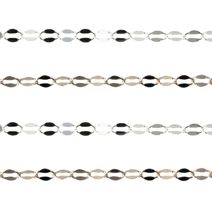 Sterling Silver & Yellow Gold Filled Power Press Chain 4mm- 5 Ft. (60 Inch) Pack - Otto Frei