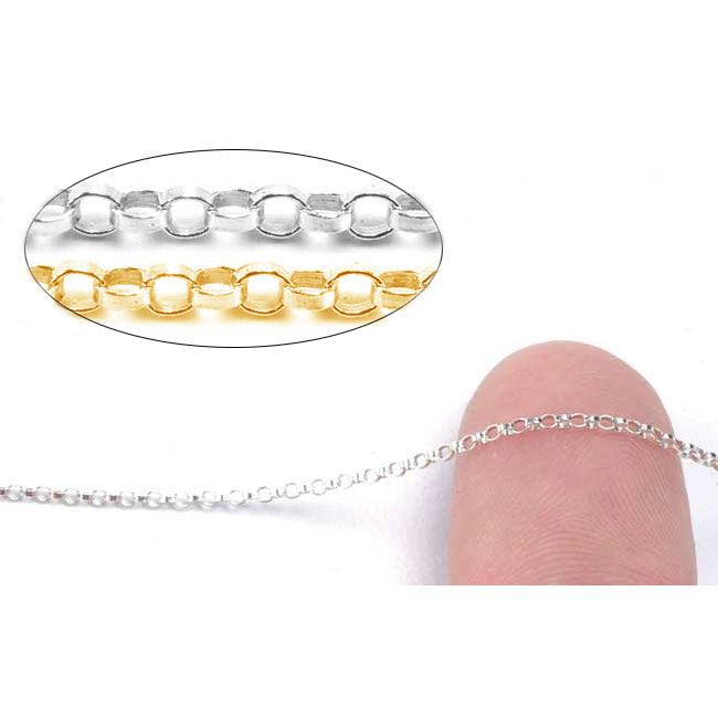 Sterling Silver & Yellow Gold Filled Rolo Chain 1.4mm-5 Ft. (60 Inch) Pack - Otto Frei