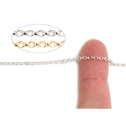 Sterling Silver & Yellow Gold Filled Rolo Chain 2.5mm-5 Ft. (60 Inch) Pack - Otto Frei