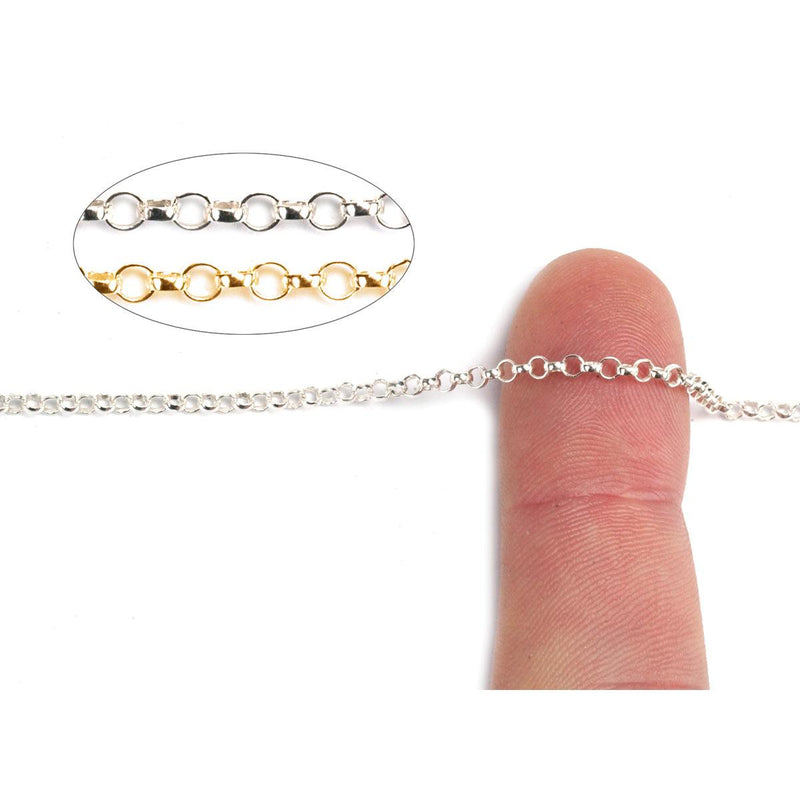 Sterling Silver & Yellow Gold Filled Rolo Chain 2.5mm-5 Ft. (60 Inch) Pack - Otto Frei