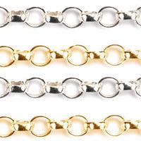 Sterling Silver & Yellow Gold Filled Rolo Chain 2.5mm-5 Ft. (60 Inch) Pack - Otto Frei