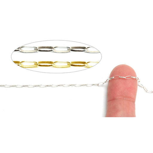 Sterling Silver & Yellow Gold Filled Rolo Oval Chain 1.7mm X 4.5mm - 5 Ft. (60 Inch) Pack - Otto Frei