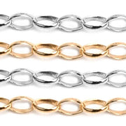 Sterling Silver & Yellow Gold Filled Rolo Oval Chains 5mm X 3mm - 5 Ft. (60 Inch) Pack - Otto Frei