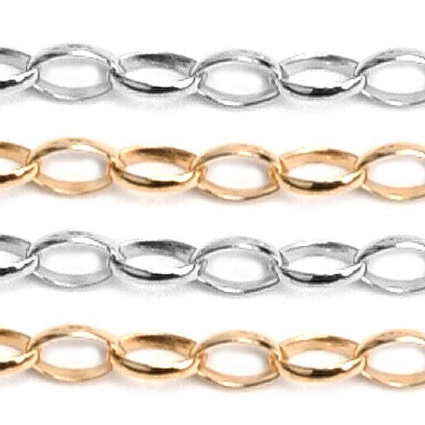 Sterling Silver & Yellow Gold Filled Rolo Oval Chains 5mm X 3mm - 5 Ft. (60 Inch) Pack - Otto Frei